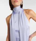 Alex Perry Scarf-detail halterneck satin gown