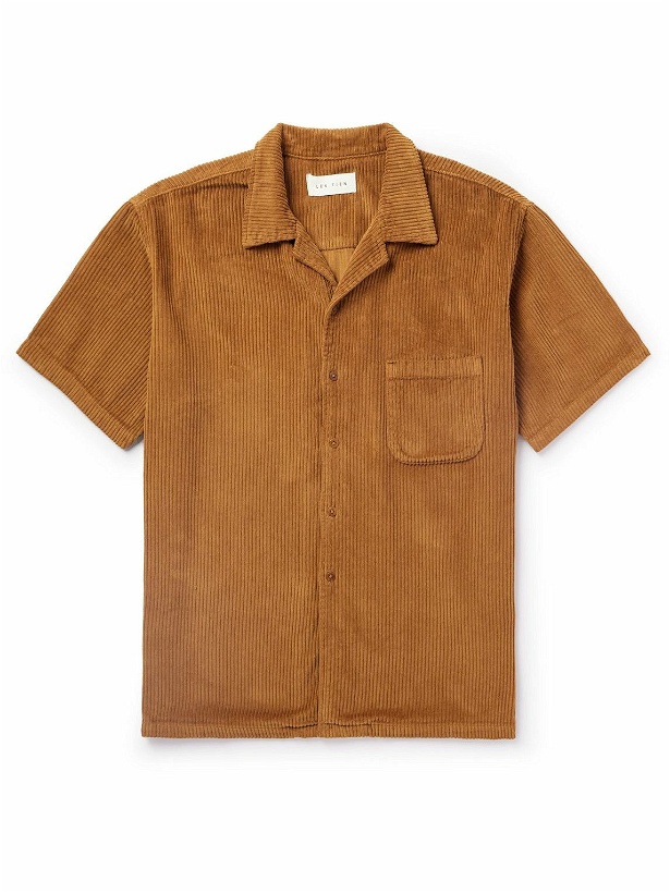 Photo: Les Tien - Camp-Collar Garment-Dyed Cotton-Corduroy Shirt - Brown