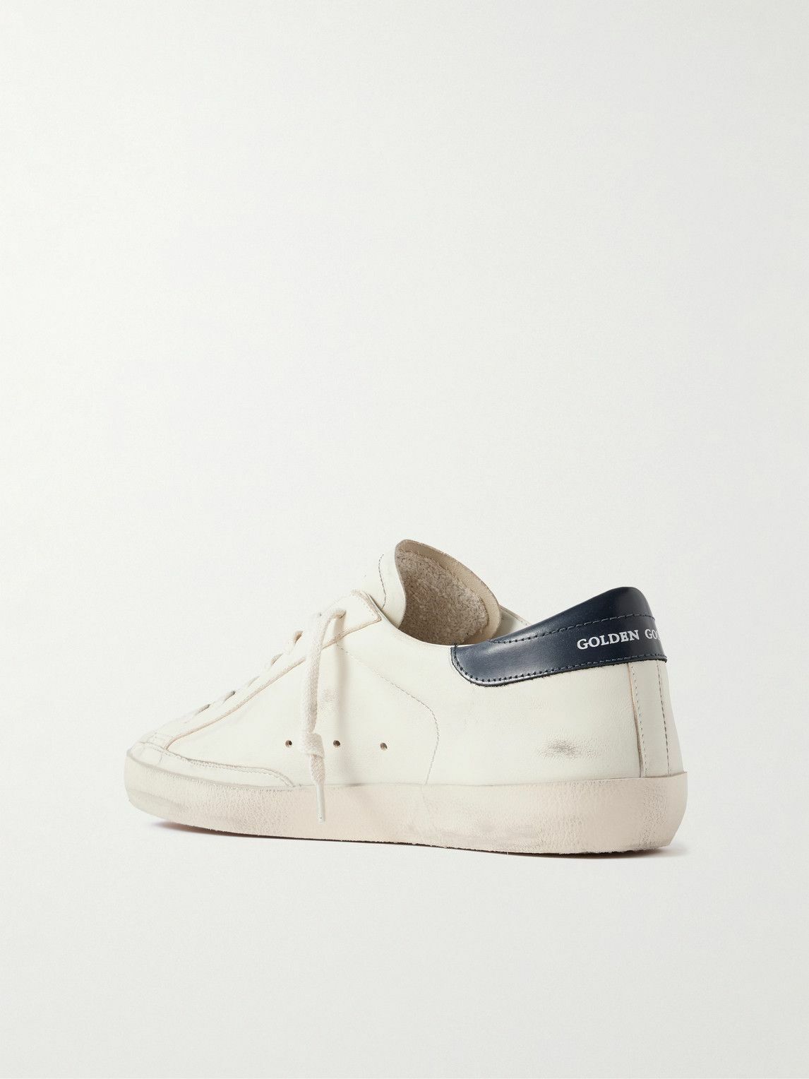 Golden Goose - Super-Star Distressed Glossed-Trimmed Leather Sneakers - White