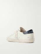 Golden Goose - Super-Star Distressed Glossed-Trimmed Leather Sneakers - White