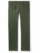 Incotex - Leather-Trimmed Straight-Leg Jeans - Green