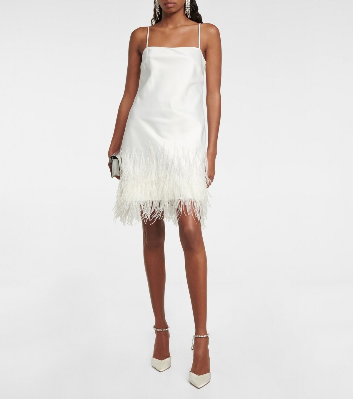 Polo Ralph Lauren - Feather-trimmed satin mini dress Polo Ralph Lauren