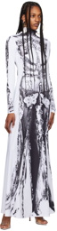 Jean Paul Gaultier White & Black 'The Gaultier Paris' Maxi Dress