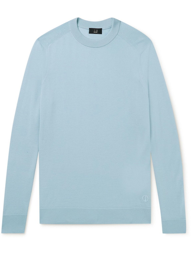 Photo: Dunhill - Logo-Embroidered Cashmere Sweater - Blue
