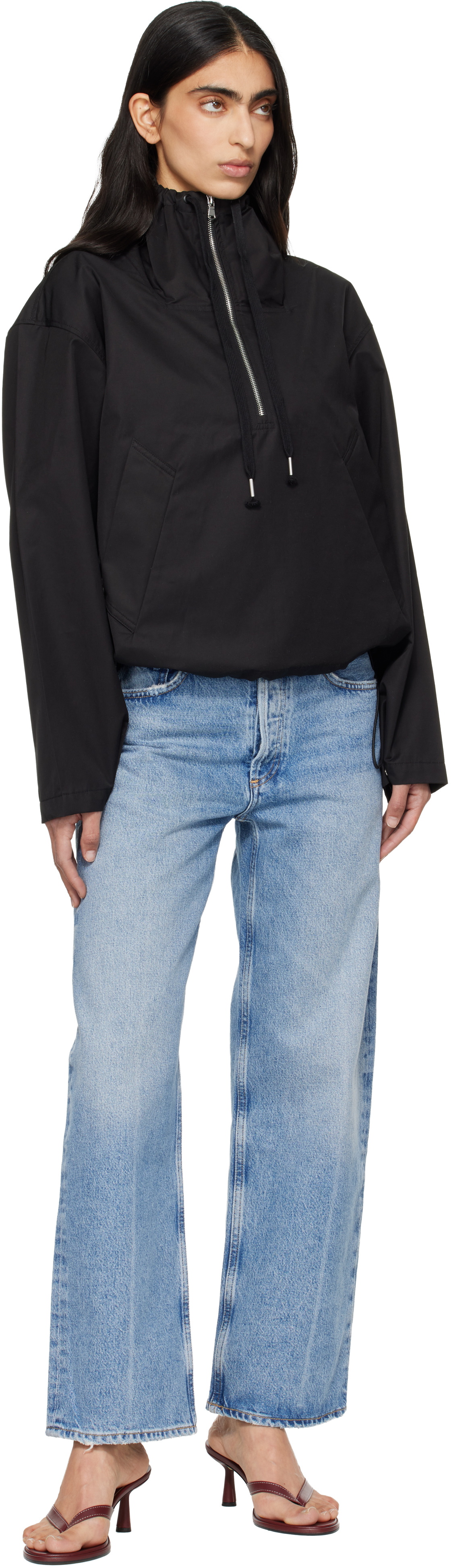 AGOLDE Black Lydia Nylon Popover Anorak