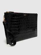TOM FORD Shiny Croc Embossed Flat Pouch with strap