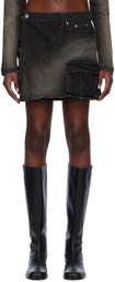 lesugiatelier Black Silhouette Denim Miniskirt