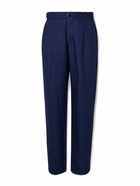 Oliver Spencer - Tapered Belted Linen Trousers - Blue