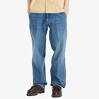Foret Men's Clay Creased Denim Trousers in Vintage Blue