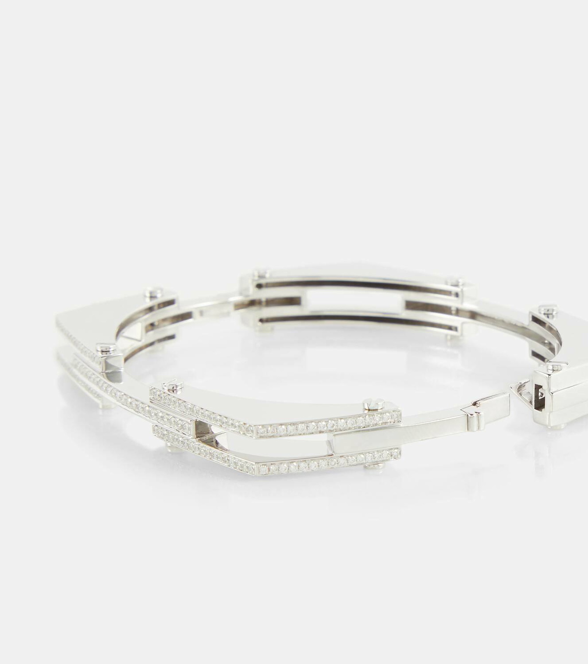 Rainbow K Chrome 14kt white gold bangle with diamonds
