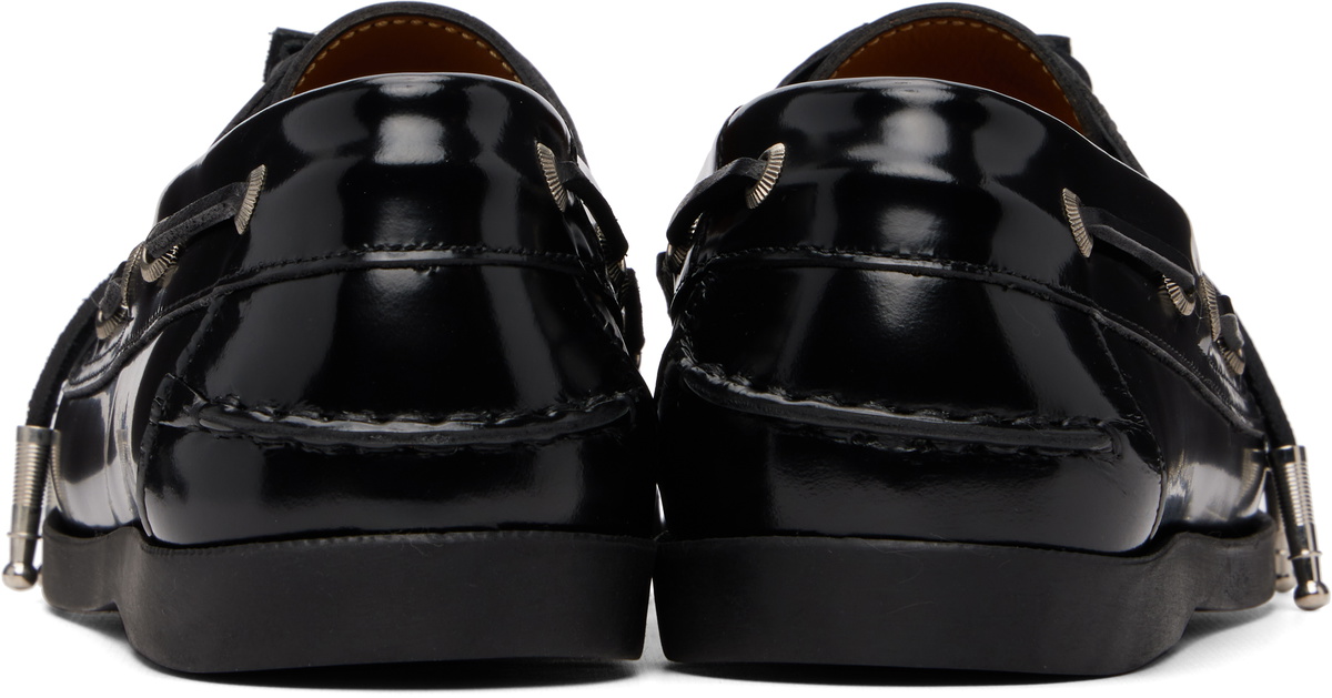 Toga Virilis Black Leather Boat Shoes