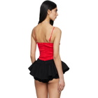 SHUSHU/TONG Red Ruched Bustier Cami Bodysuit
