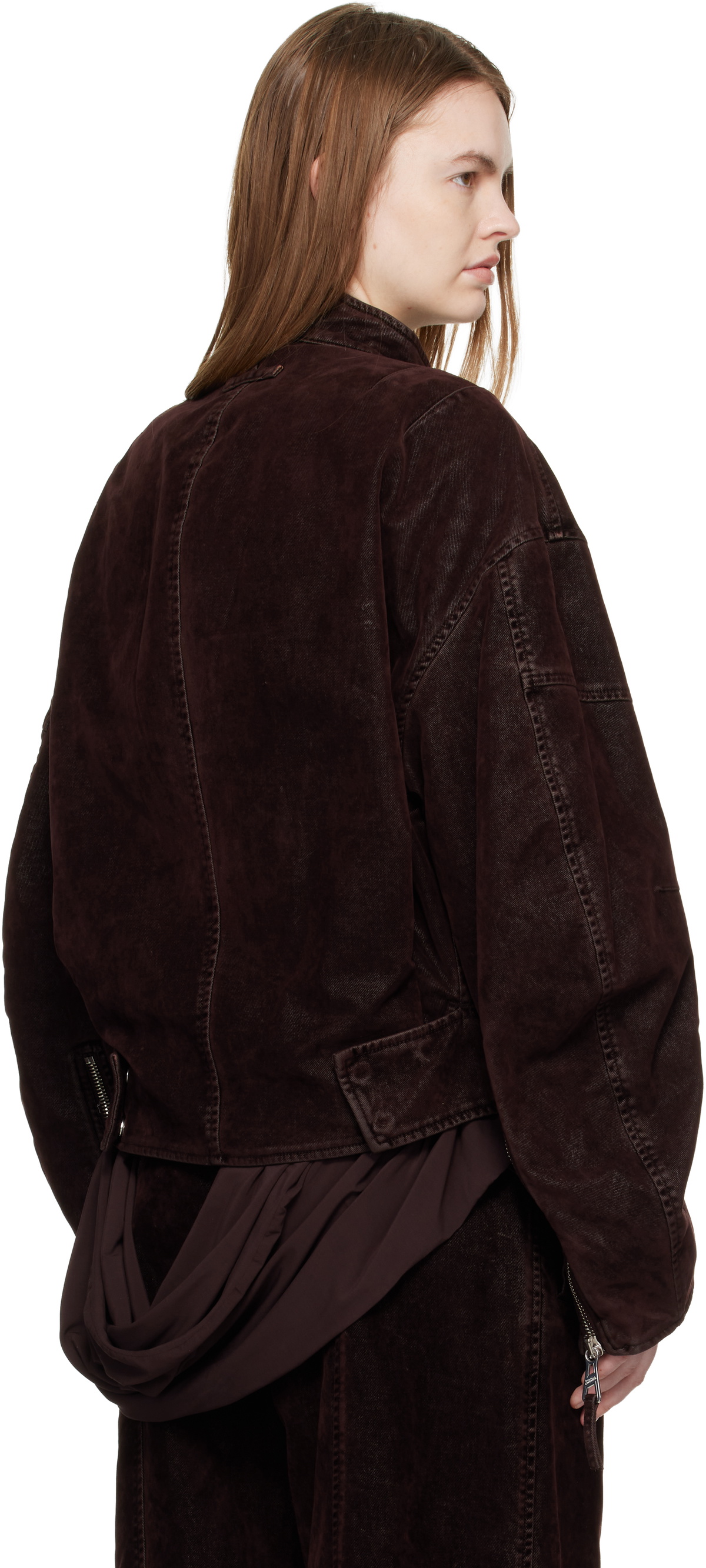 Jean Paul Gaultier Brown Minimal Moto Jacket Jean Paul Gaultier