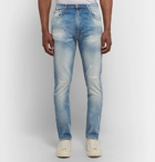 Nudie Jeans - Lean Dean Slim-Fit Tapered Distressed Organic Stretch-Denim Jeans - Blue