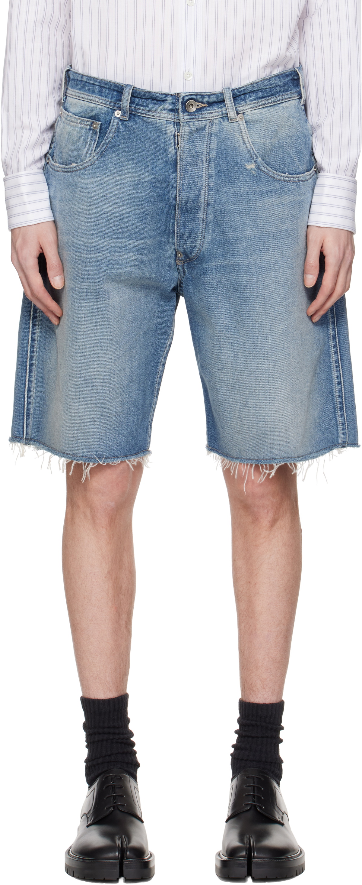 Maison Margiela Blue Cut-Off Denim Shorts