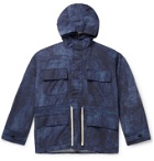 The Workers Club - Printed Half-Zip Hooded Ripstop Jacket - Blue