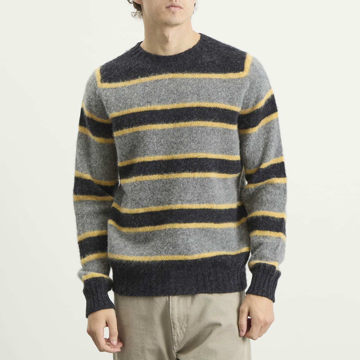 Howlin by Morrison Men's Howlin' Absolute Belter Stripe Jumper in Charcoal