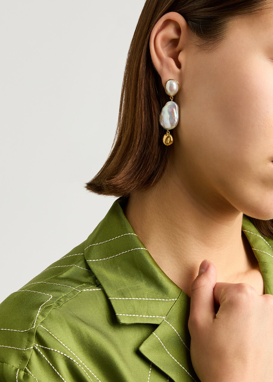 Joanna Laura Constantine Pearl-embellished 18kt Gold-plated Drop Earrings - One Size