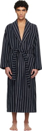 Tekla Navy & White Terry Classic Bathrobe