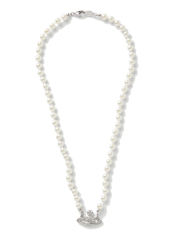 Photo: Mini Bas Relief Pearl Necklace in Silver