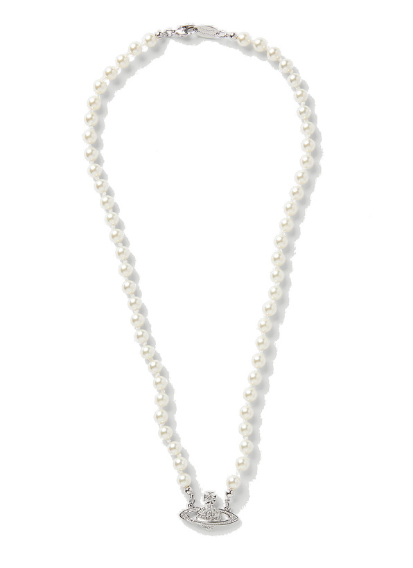 Photo: Mini Bas Relief Pearl Necklace in Silver