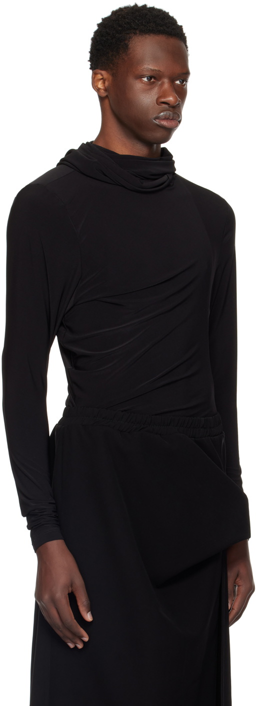 Nuba Black Draped Hoodie