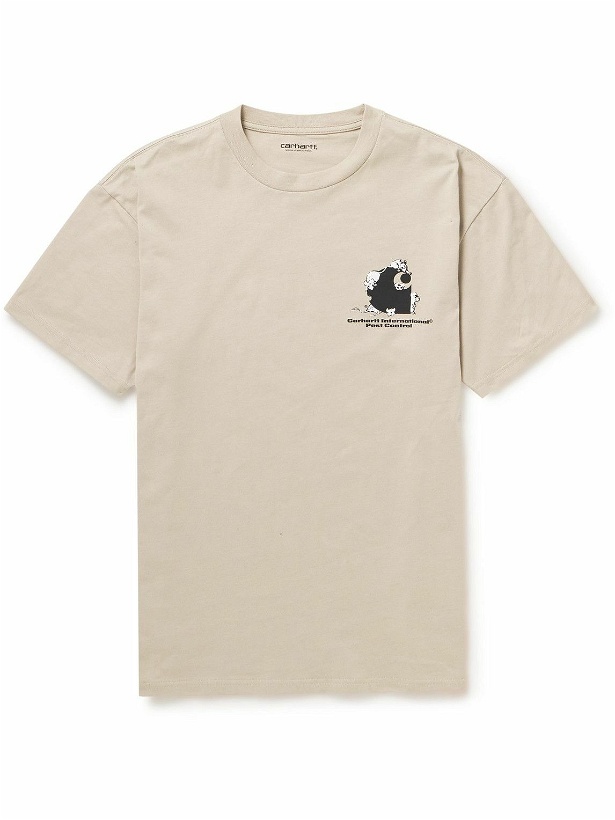 Photo: Carhartt WIP - Pest Control Logo-Print Cotton-Jersey T-Shirt - Neutrals