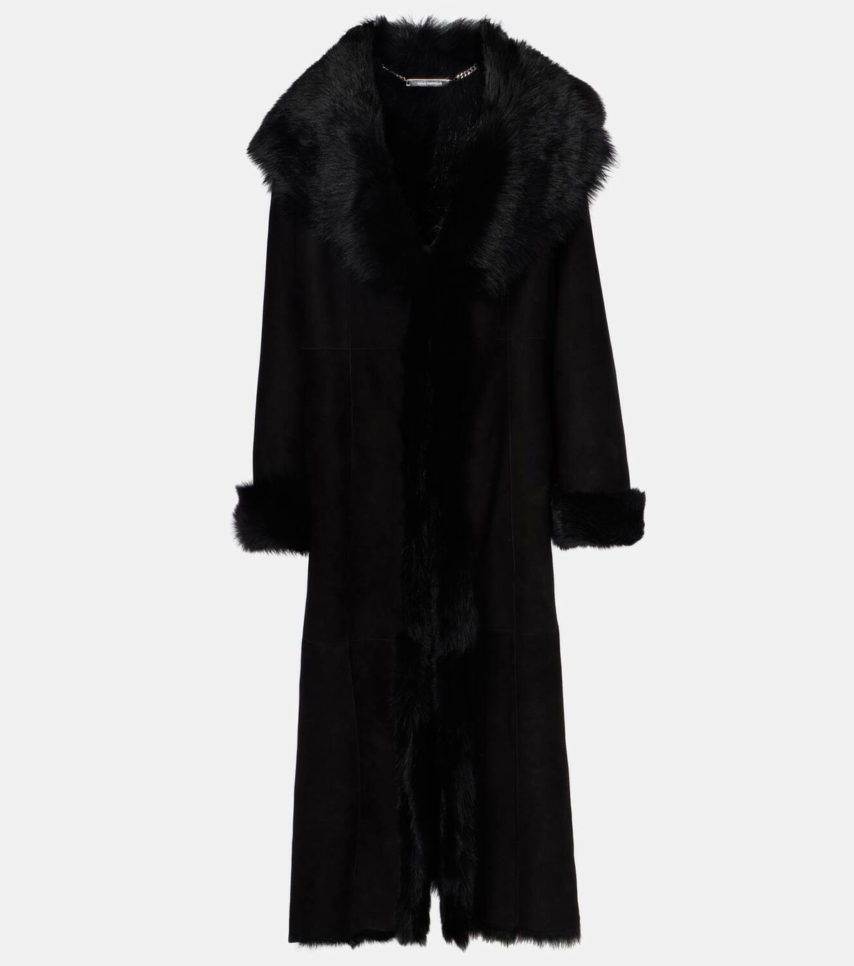 Nour Hammour Marlene shearling-trimmed suede coat