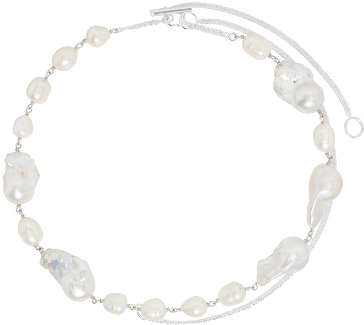 Photo: Jil Sander Silver & Off-White Pearl Necklace