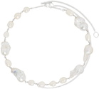 Jil Sander Silver & Off-White Pearl Necklace