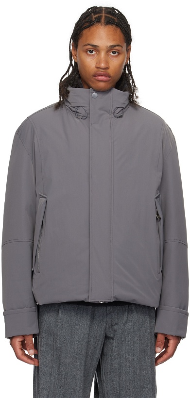 Photo: Solid Homme Gray Funnel Neck Down Jacket
