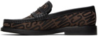 Moschino Brown & Black Logo Jacquard Loafers