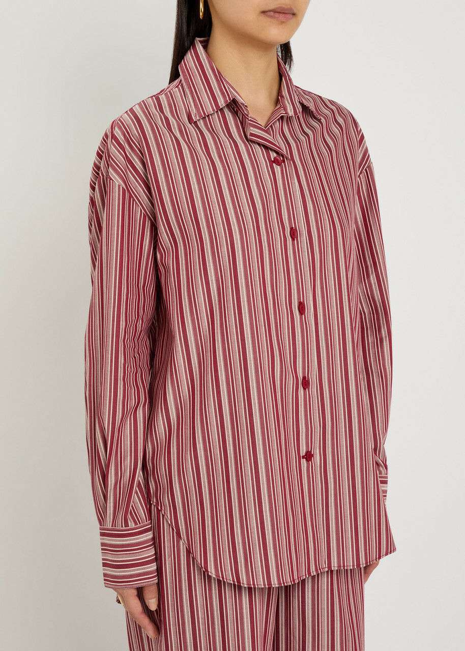 Faithfull The Brand En Vau Striped Cotton Shirt Red