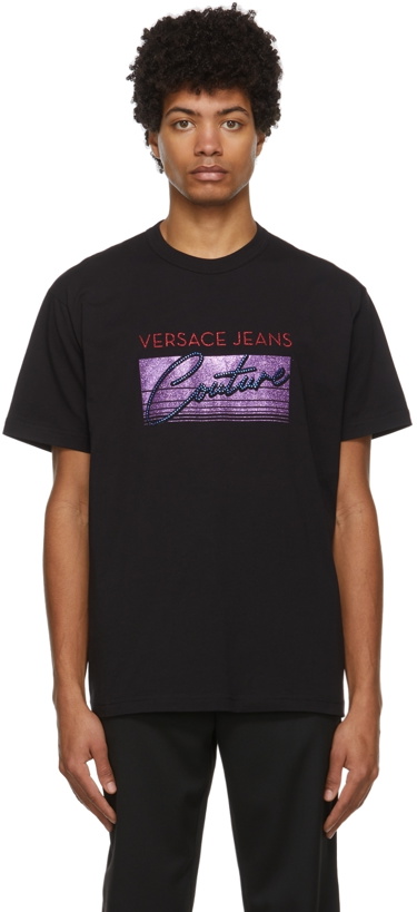 Photo: Versace Jeans Couture Black Rhinestone Logo T-Shirt