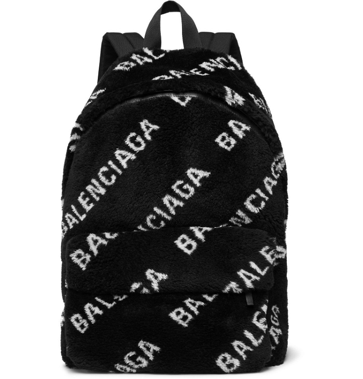 Photo: Balenciaga - Logo-Print Fleece Backpack - Black