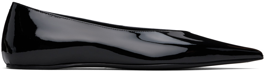 TOTEME Black 'The Patent Asymmetric' Ballerina Flats Toteme
