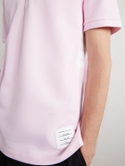 Thom Browne - Logo-Appliquéd Striped Cotton-Piqué Polo Shirt - Pink