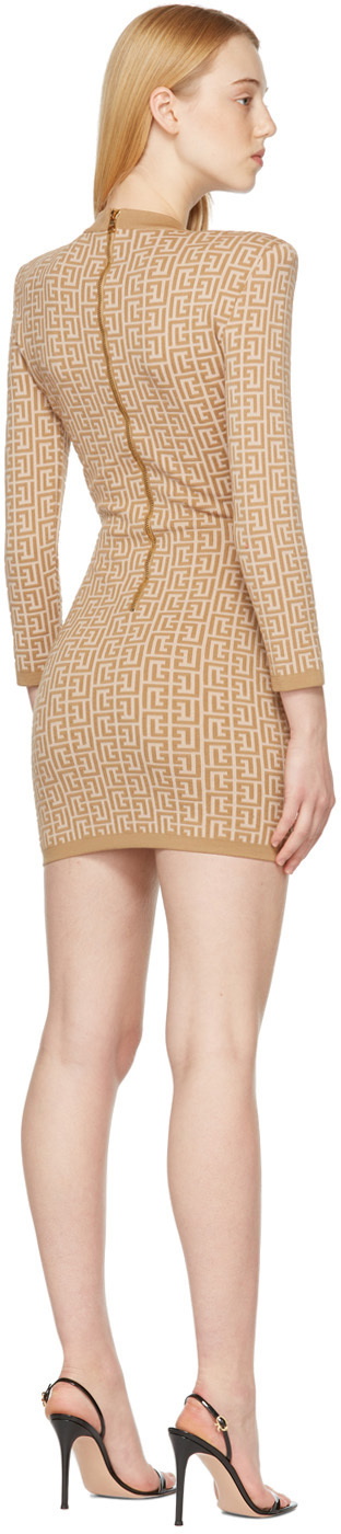 Short bicolor jacquard knit dress with Balmain monogram - Women