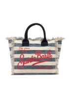 MC2 Saint Barth Blue Striped Cotton Canvas Vanity Tote Bag