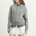 DUNST Women's Collared Sweater in Melange Grey
