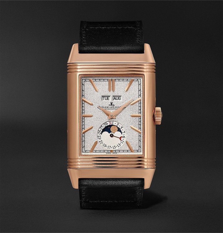 Photo: JAEGER-LECOULTRE - Casa Fagliano Reverso Tribute Calendar Limited Edition Hand-Wound 29.9mm 18-Karat Rose Gold and Leather Watch, Ref. No. 3912420 - Gray