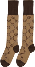 Gucci Beige & Brown GG Print Socks