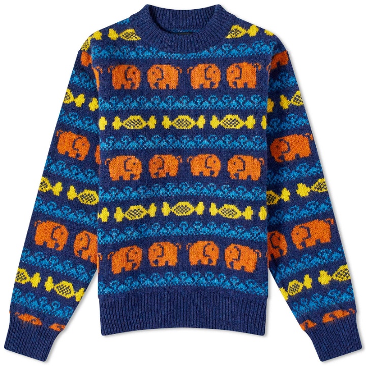 Photo: Howlin by Morrison Men's Howlin' Party In The Front Whale Knit in Magic Blue