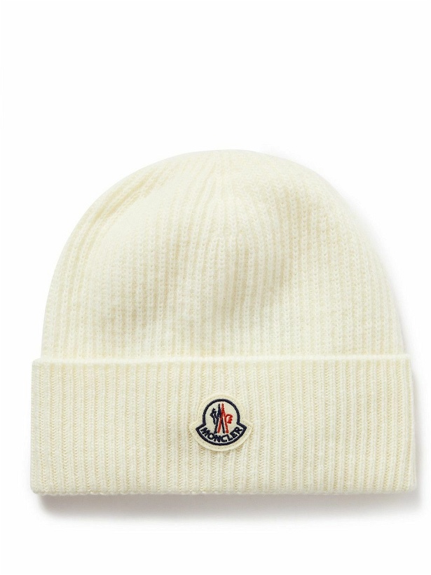 Photo: Moncler - Appliquéd Ribbed Virgin Wool and Cashmere-Blend Beanie
