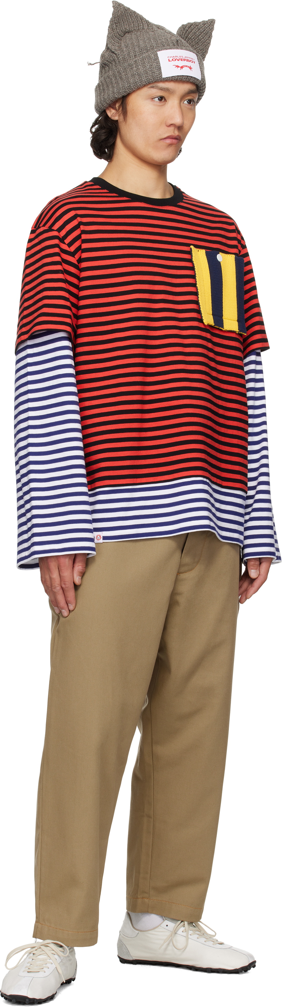 Charles Jeffrey LOVERBOY Red Patch Long Sleeve 2-In-1 T-shirt