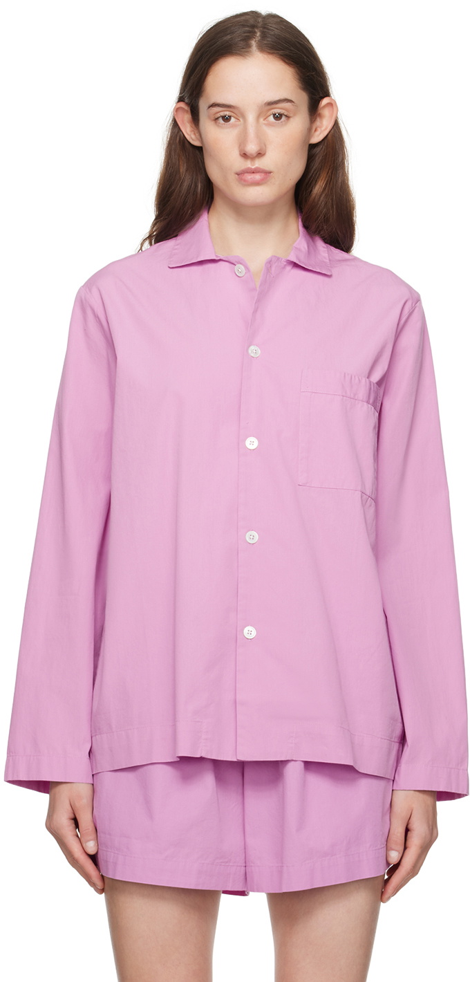 Tekla Purple Long Sleeve Pyjama Shirt Tekla Fabrics