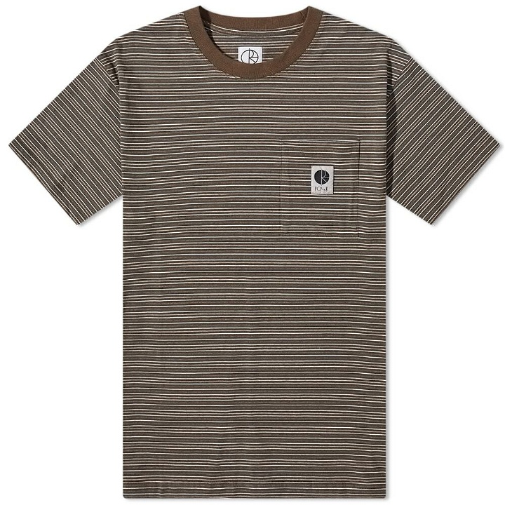 Photo: Polar Skate Co. Men's Stripe Pocket T-Shirt in Brown