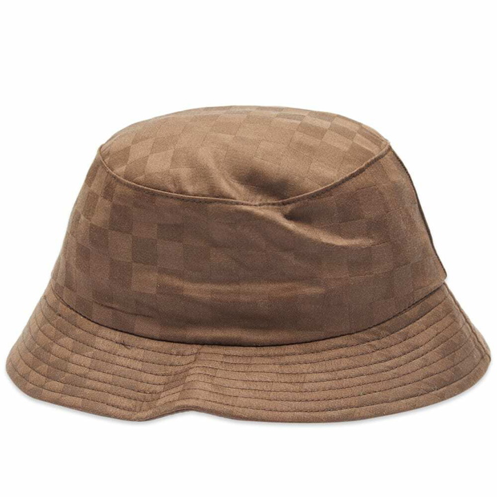 Photo: Lite Year Tonal Check Japanese Dobby Bucket Hat in Brown