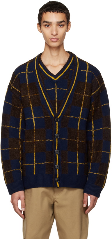 Photo: Kenzo Navy & Brown Kenzo Paris Check Cardigan