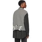 Off-White Grey and Off-White Wool Varsity Sleeveless Sweater